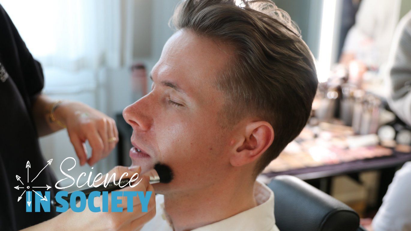 Simon Mark Dahl Baunwall from the Department of Clinical Medicine is in makeup before the dress rehearsal for the PhD Cup 2024. Simon Mark Dahl Baunwall from the Department of Clinical Medicine is in makeup before the dress rehearsal for the PhD Cup 2024.