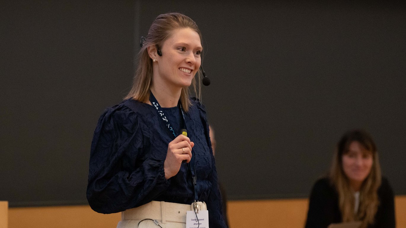Cecilie Siggaard Jørgensen fra Institut for Klinisk Medicin præsenterede sin forskning foran et fyldt Per Kirkeby Auditorium til PhD Day den 20. januar. 